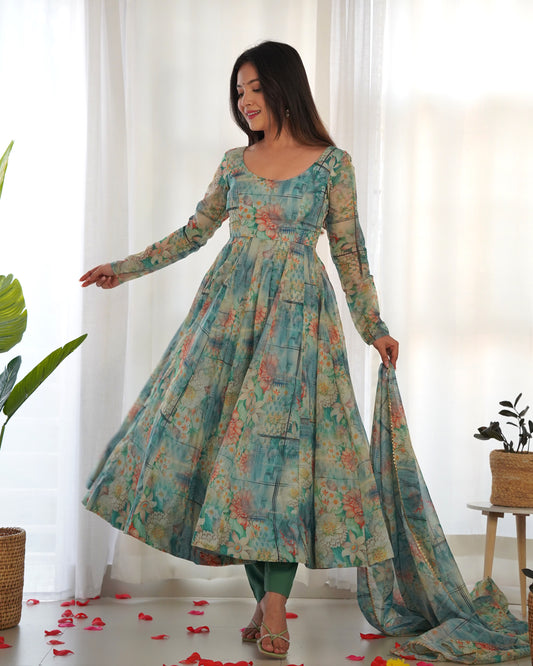 Rama Color Soft Organza Silk With Printed Long Anarkali Suit