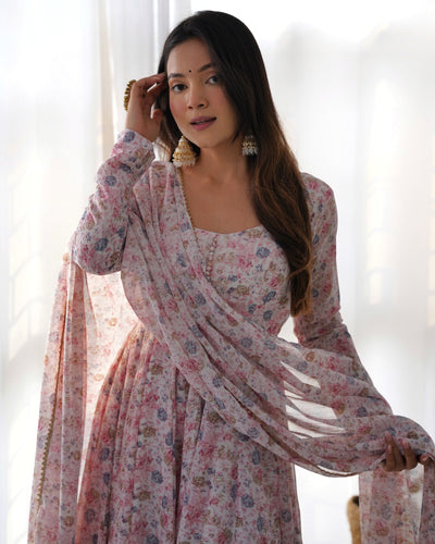 Women's Baby Pink Color Three Piece Anarkali Suit