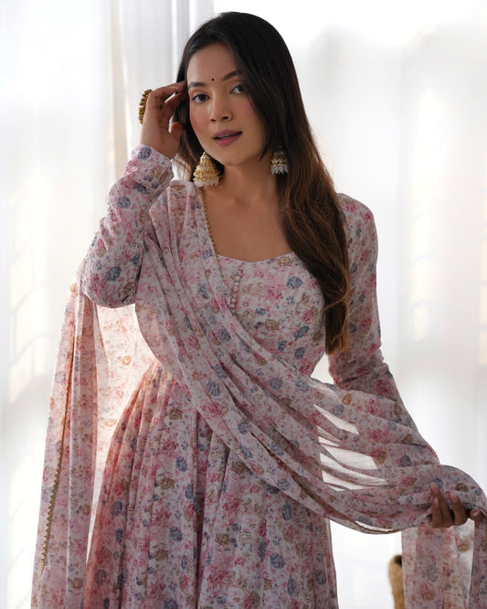 Women's Baby Pink Color Three Piece Anarkali Suit