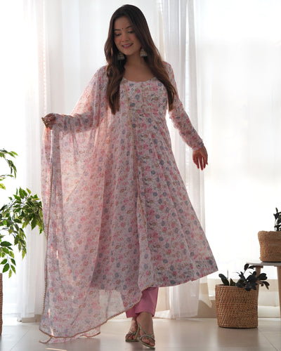 Women's Baby Pink Color Three Piece Anarkali Suit