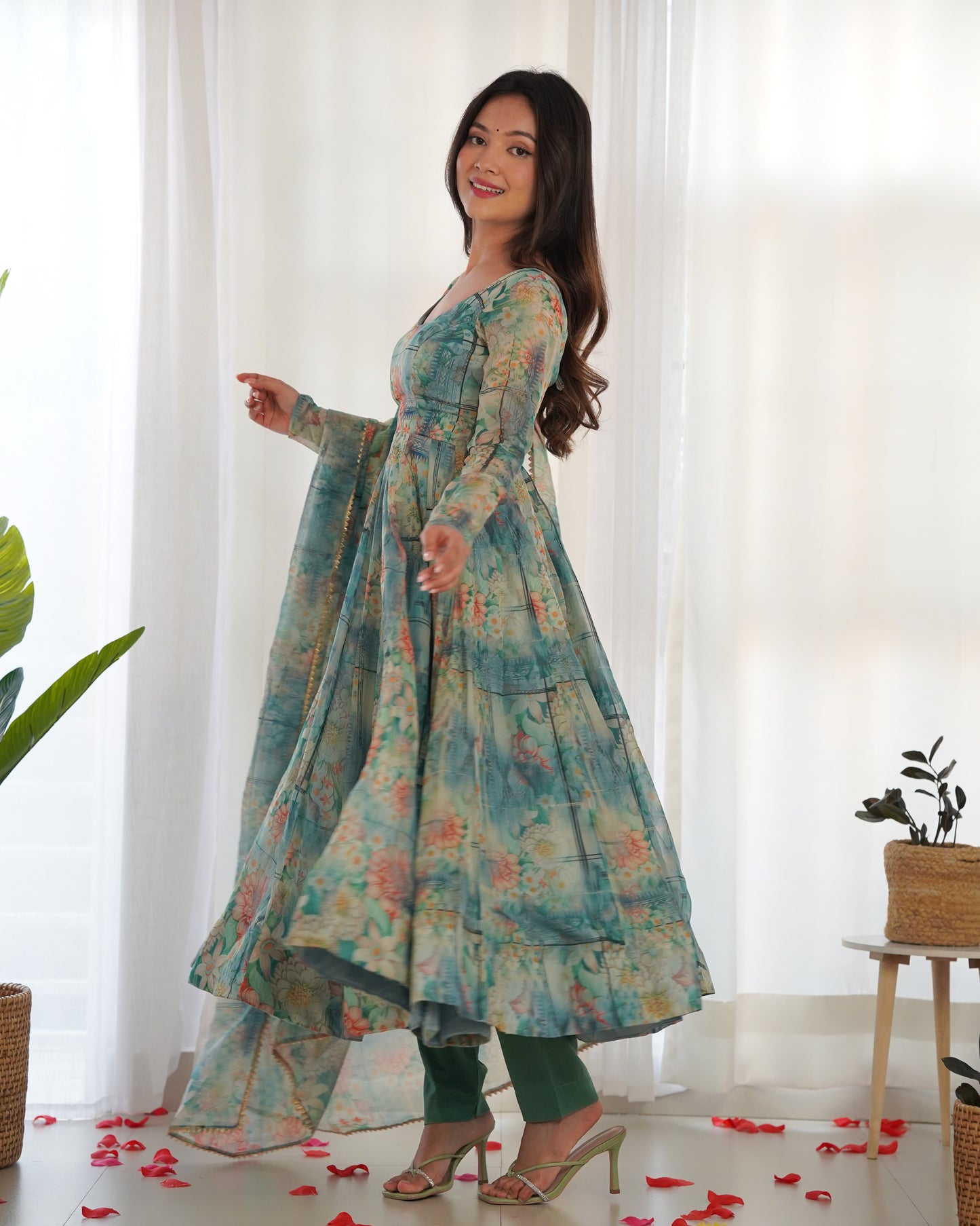 Rama Color Soft Organza Silk With Printed Long Anarkali Suit