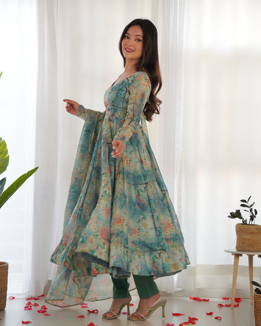 Rama Color Soft Organza Silk With Printed Long Anarkali Suit