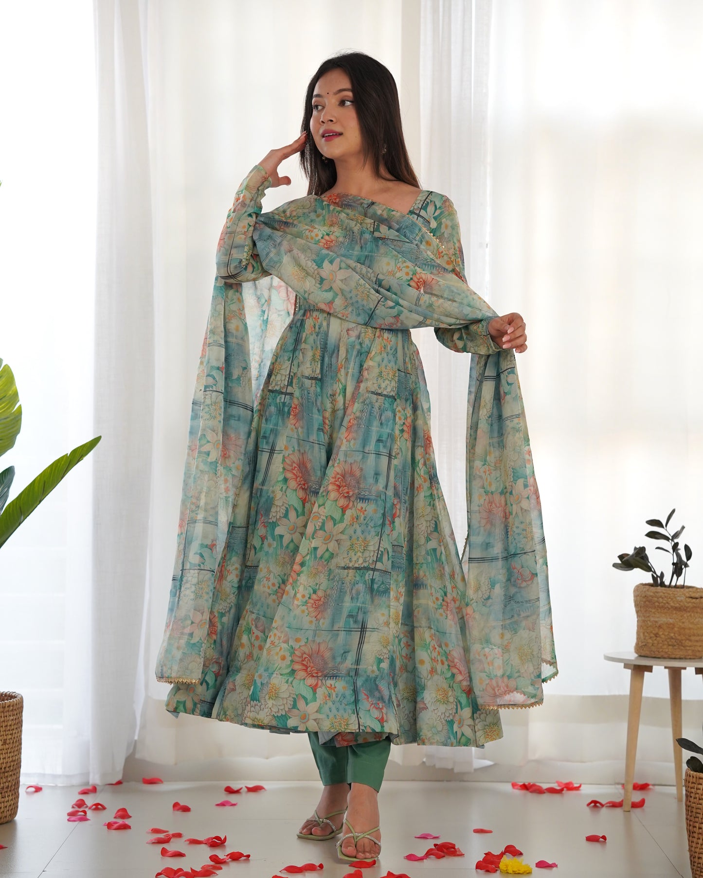 Rama Color Soft Organza Silk With Printed Long Anarkali Suit
