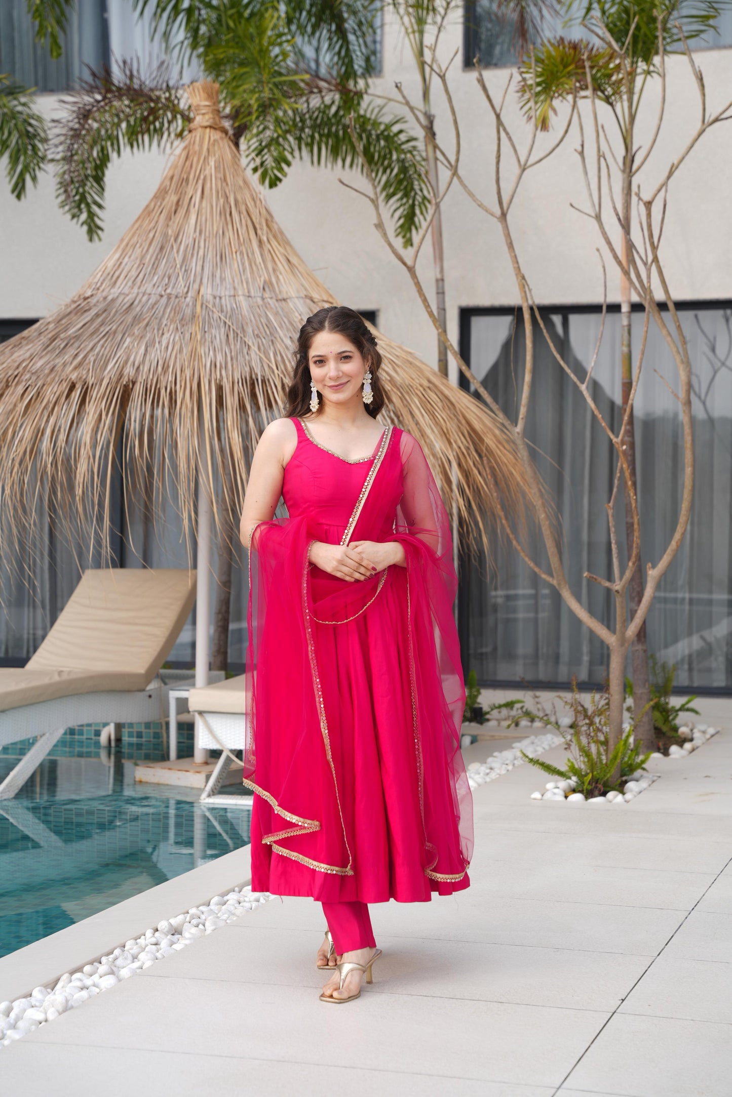 Pink Color Soft Georgette Wear Anarkali Suit For Girls