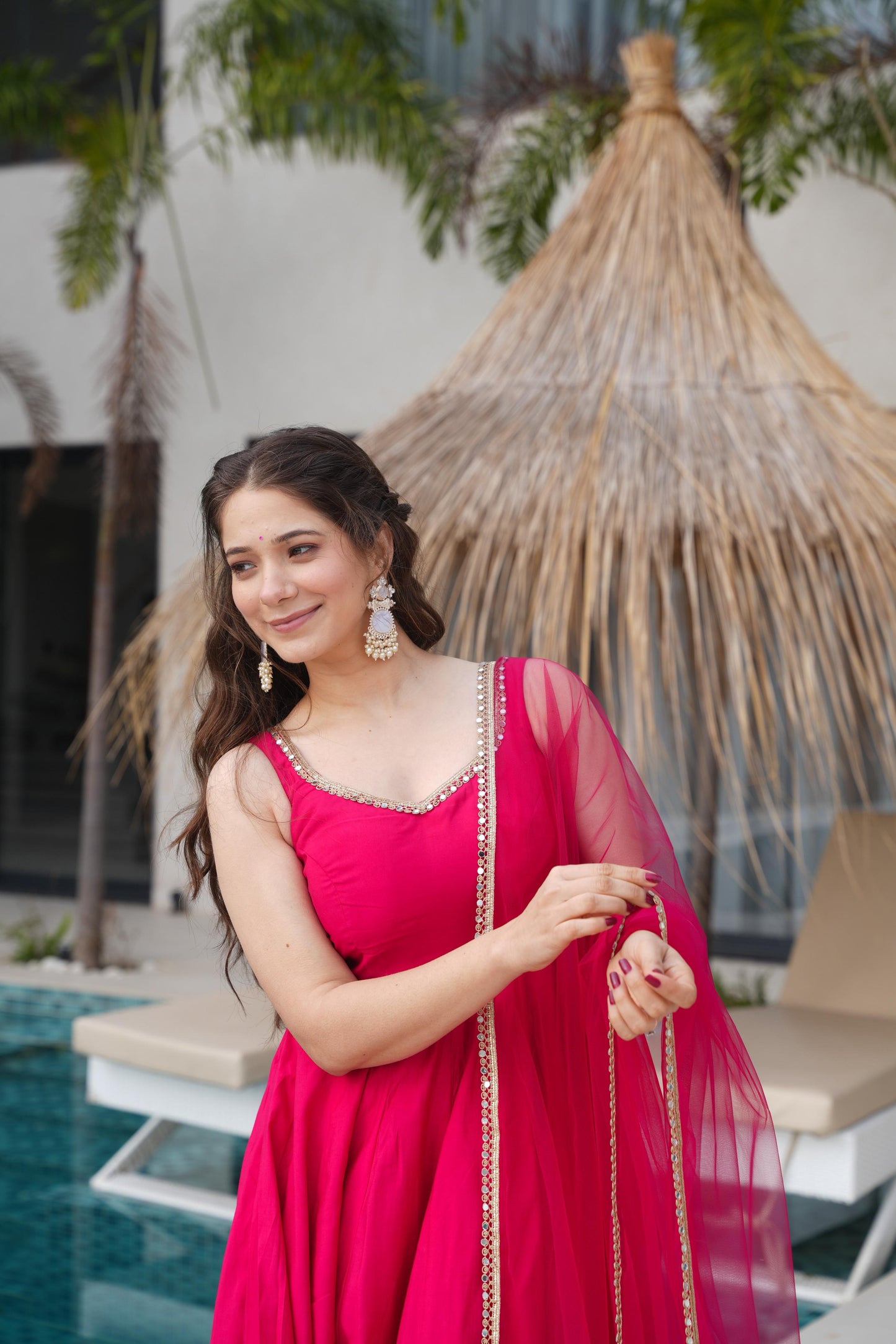Pink Color Soft Georgette Wear Anarkali Suit For Girls