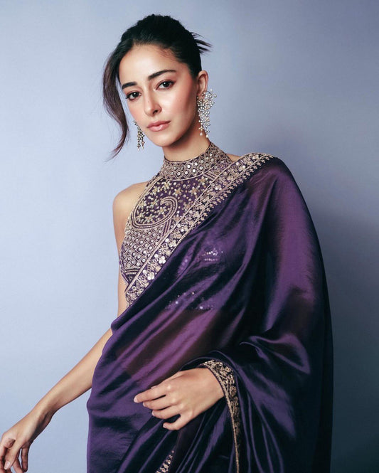 Party Wear Purple Color Rangoli Silk With Sequence Work Saree