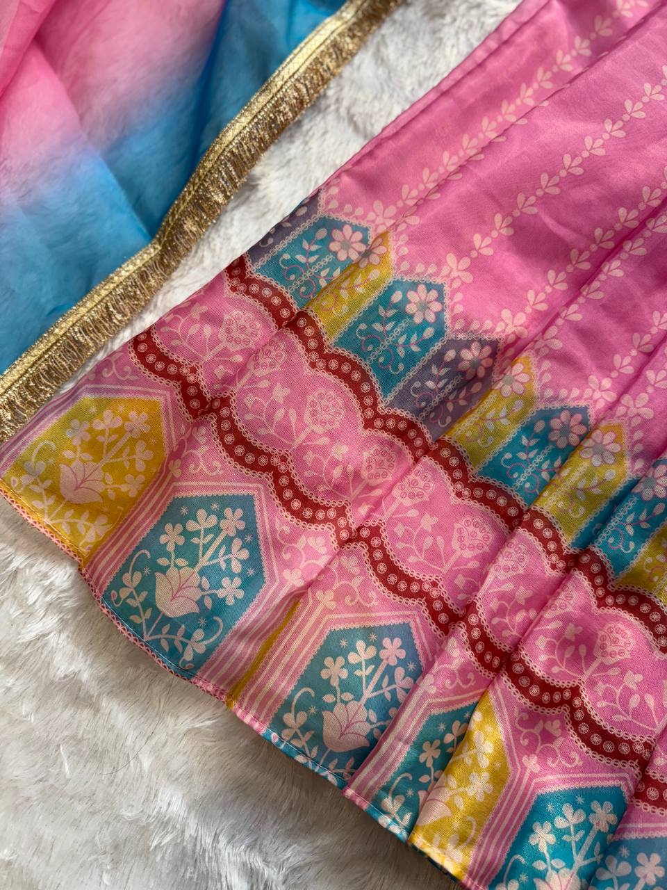 Pink Color Jimmy Organza Silk With Digital Printed Long Gown With Dupatta