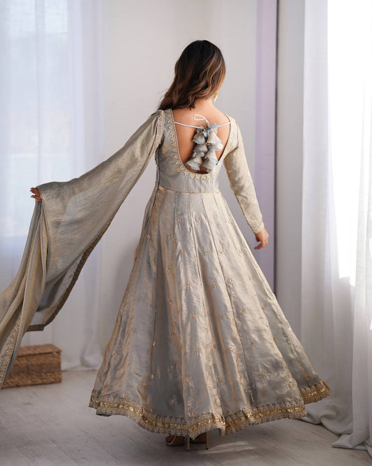 Gray Color Beautiful Wear Anarkali Suit For Wedding