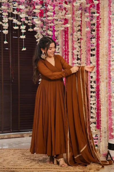 Festive Wear Designer Long Anarkali Gown With Dupatta