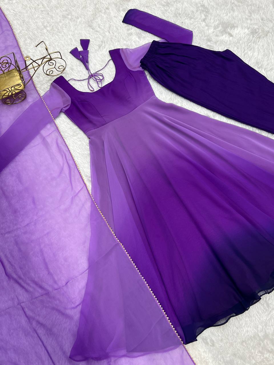 Good Looking Purple Color Multi Color Wear Anarkali Suit For Festive