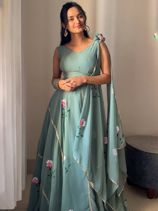 Function Wear Sea Green Color Ready To Wear Lehenga Choli