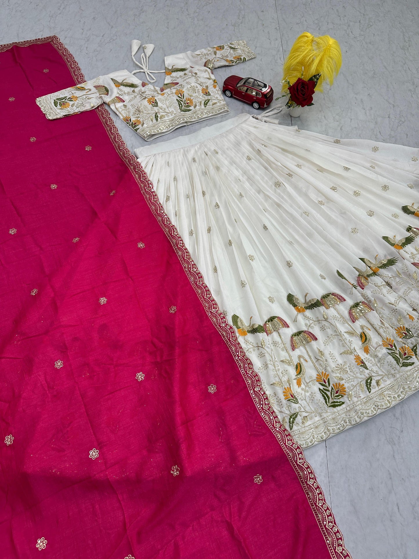Wedding White Color Embroidery And Sequence Work Lehenga Choli