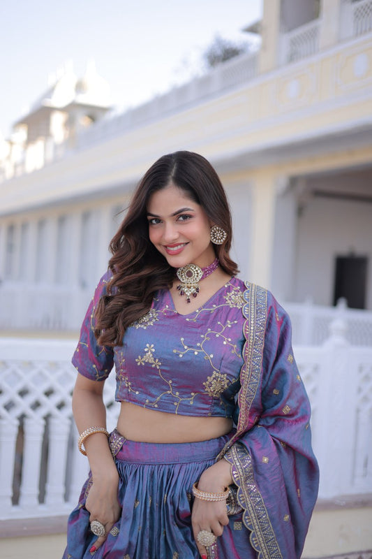 Purple Color Wedding Wear Heavy Lehenga Choli