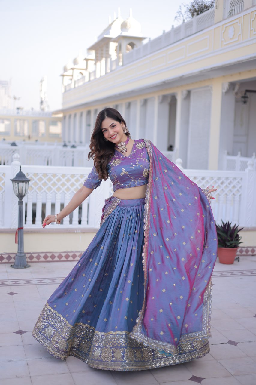 Purple Color Wedding Wear Heavy Lehenga Choli