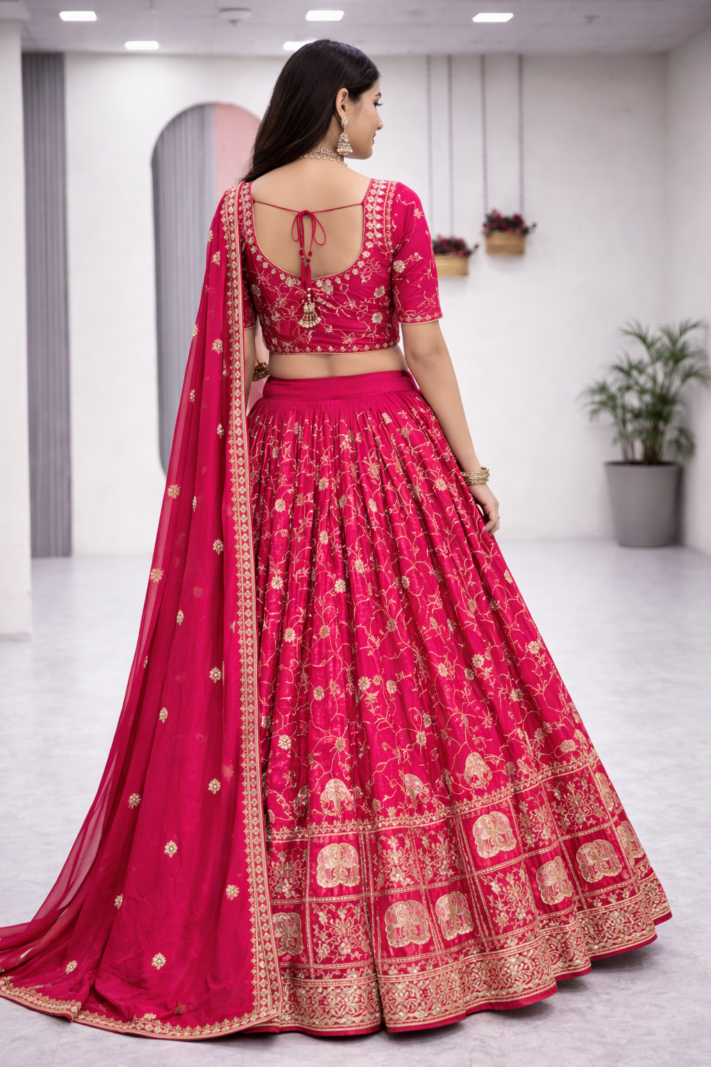 Rani Crepe Silk Embroidery With Sequence Work Lehenga Choli