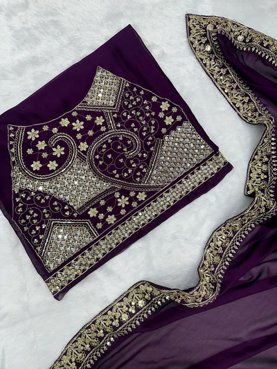 Party Wear Purple Color Rangoli Silk With Sequence Work Saree