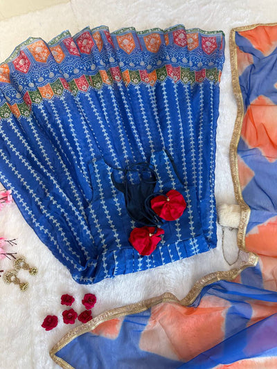 Royal Blue Color Jimmy Organza Silk Wear Gown With Dupatta