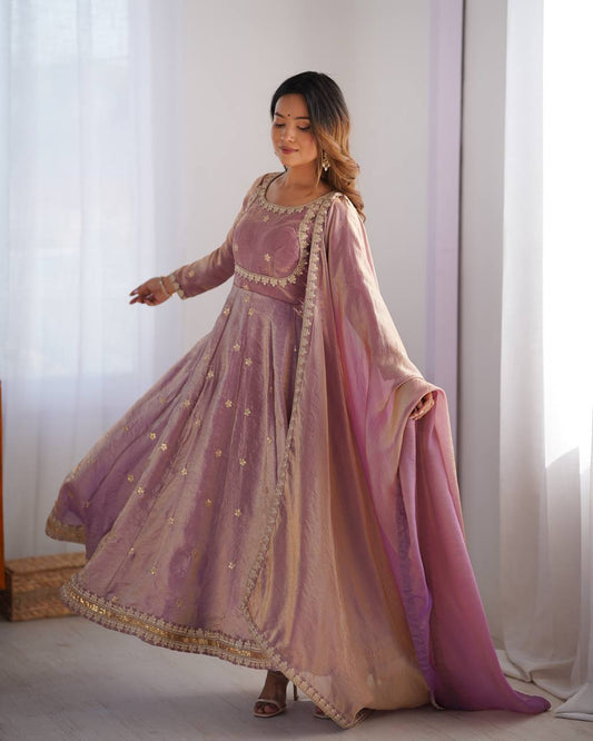 Pink Color Designer Wedding Wear Sequence Work Anarkali Suit