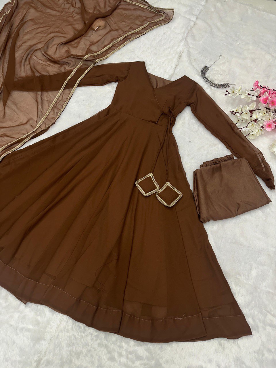 Festive Wear Designer Long Anarkali Gown With Dupatta