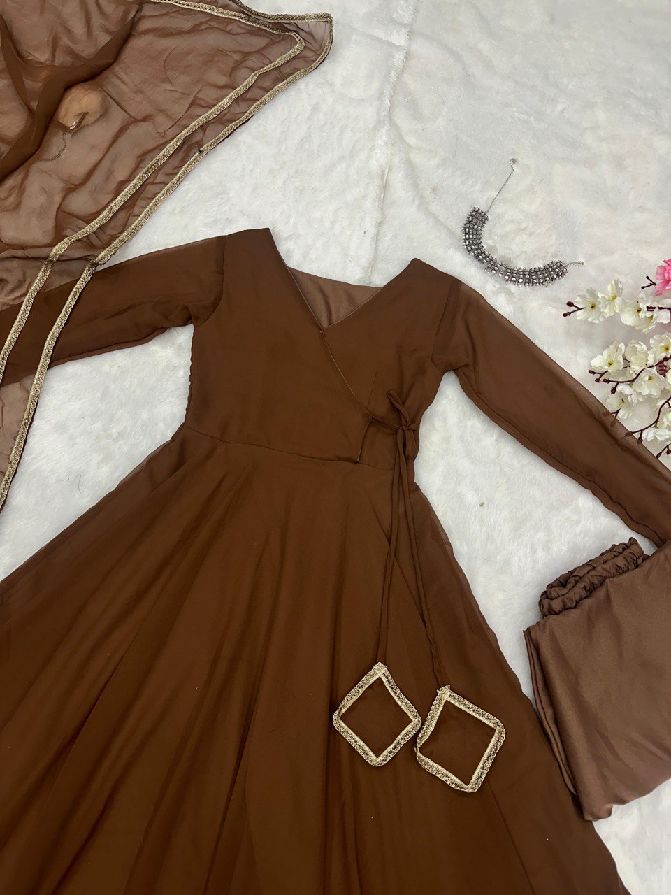 Festive Wear Designer Long Anarkali Gown With Dupatta