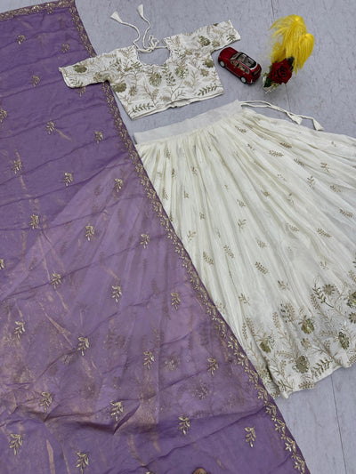 Beautiful Wedding Wear White Color Sequence Work Lehenga Choli