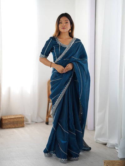 Rama Color Jimmy Chu Silk Party Wear Saree