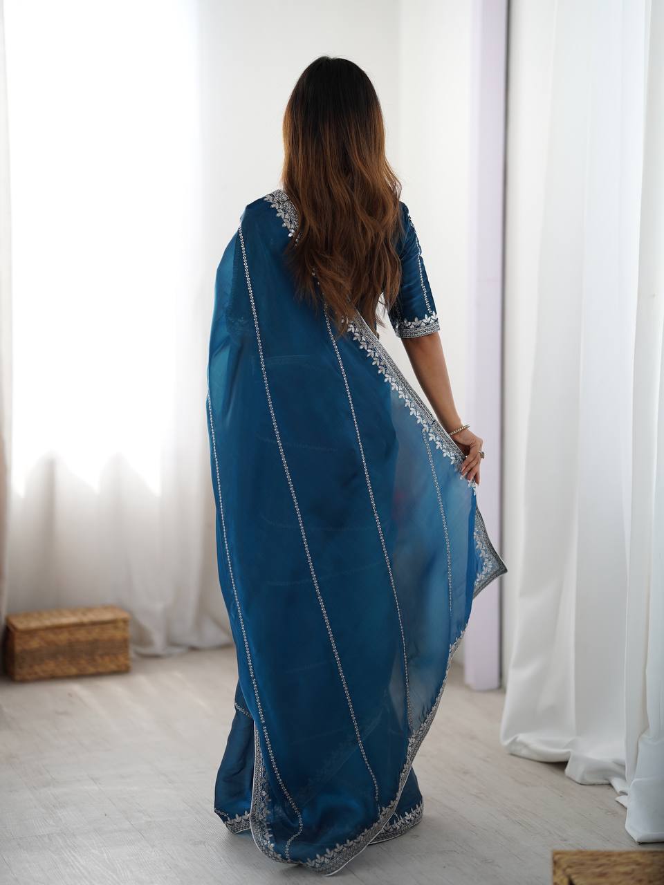 Rama Color Jimmy Chu Silk Party Wear Saree
