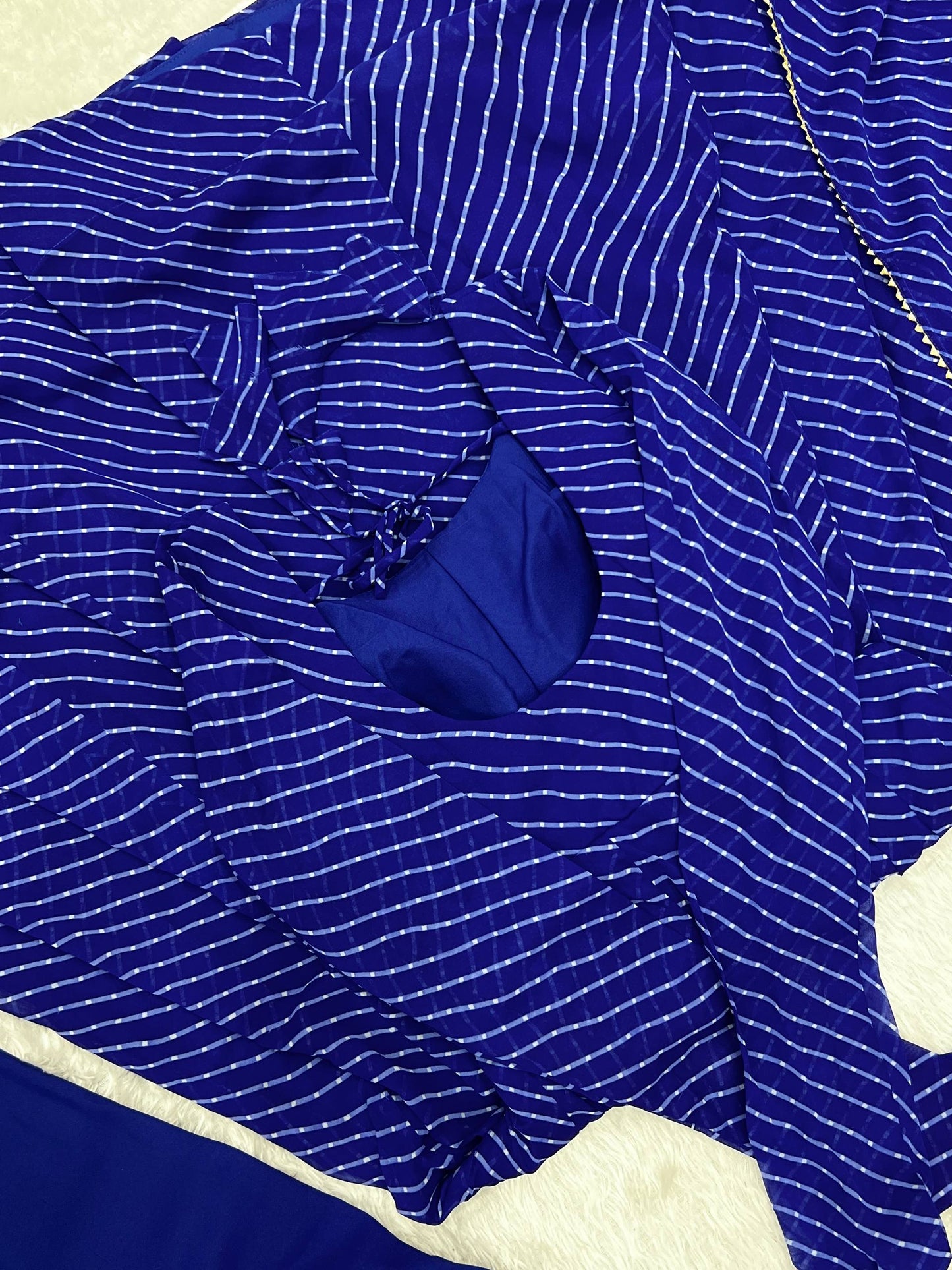 Royal Blue Color Three Piece Anarkali Suit For Festive Wear