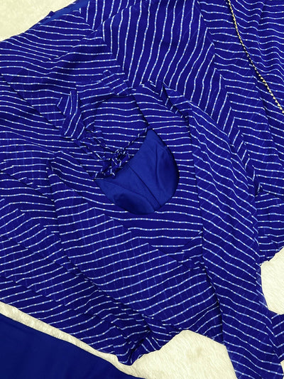 Royal Blue Color Three Piece Anarkali Suit For Festive Wear