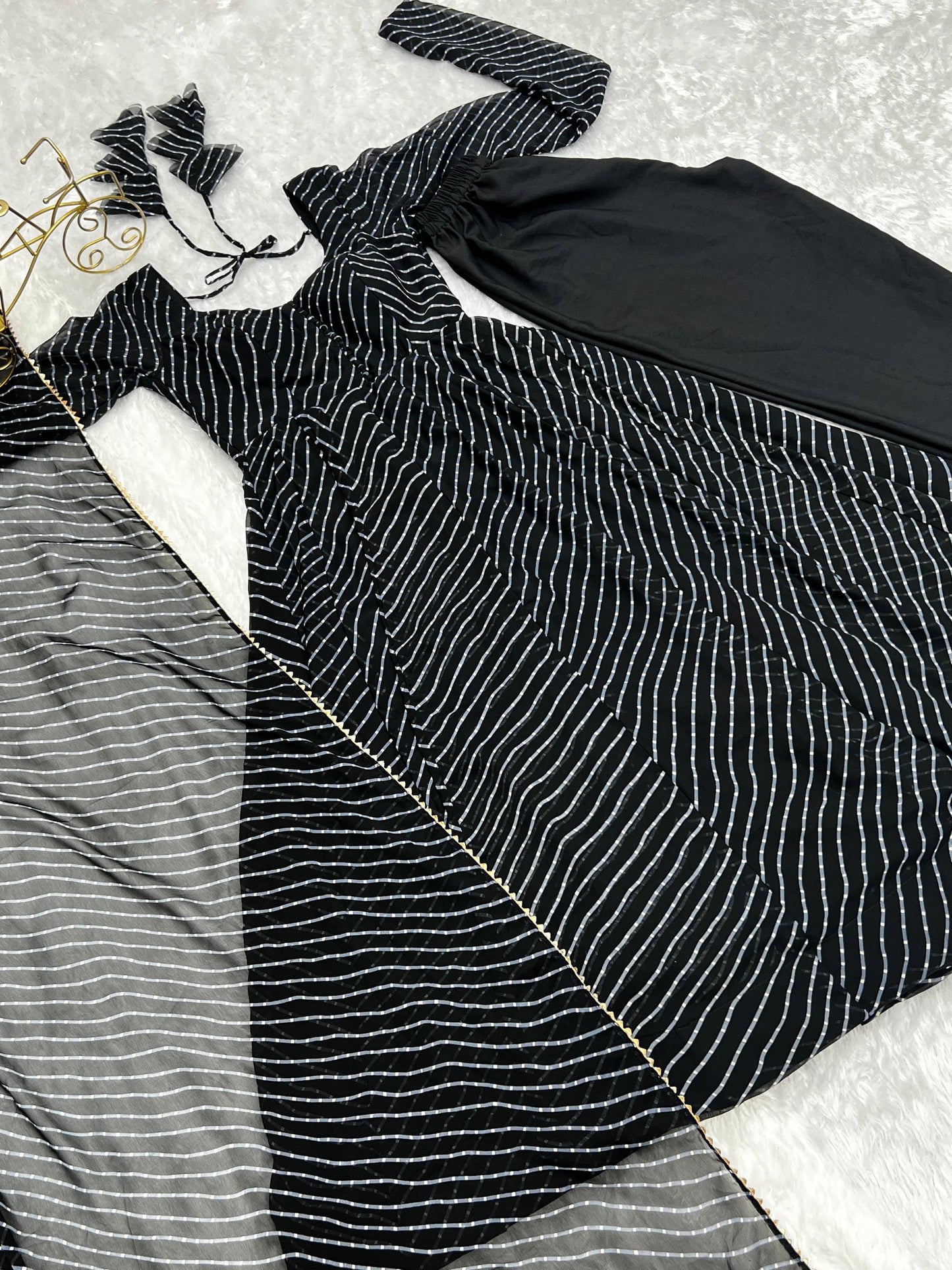 Classy Black Color Laheriya Printed Long Anarkali Suit