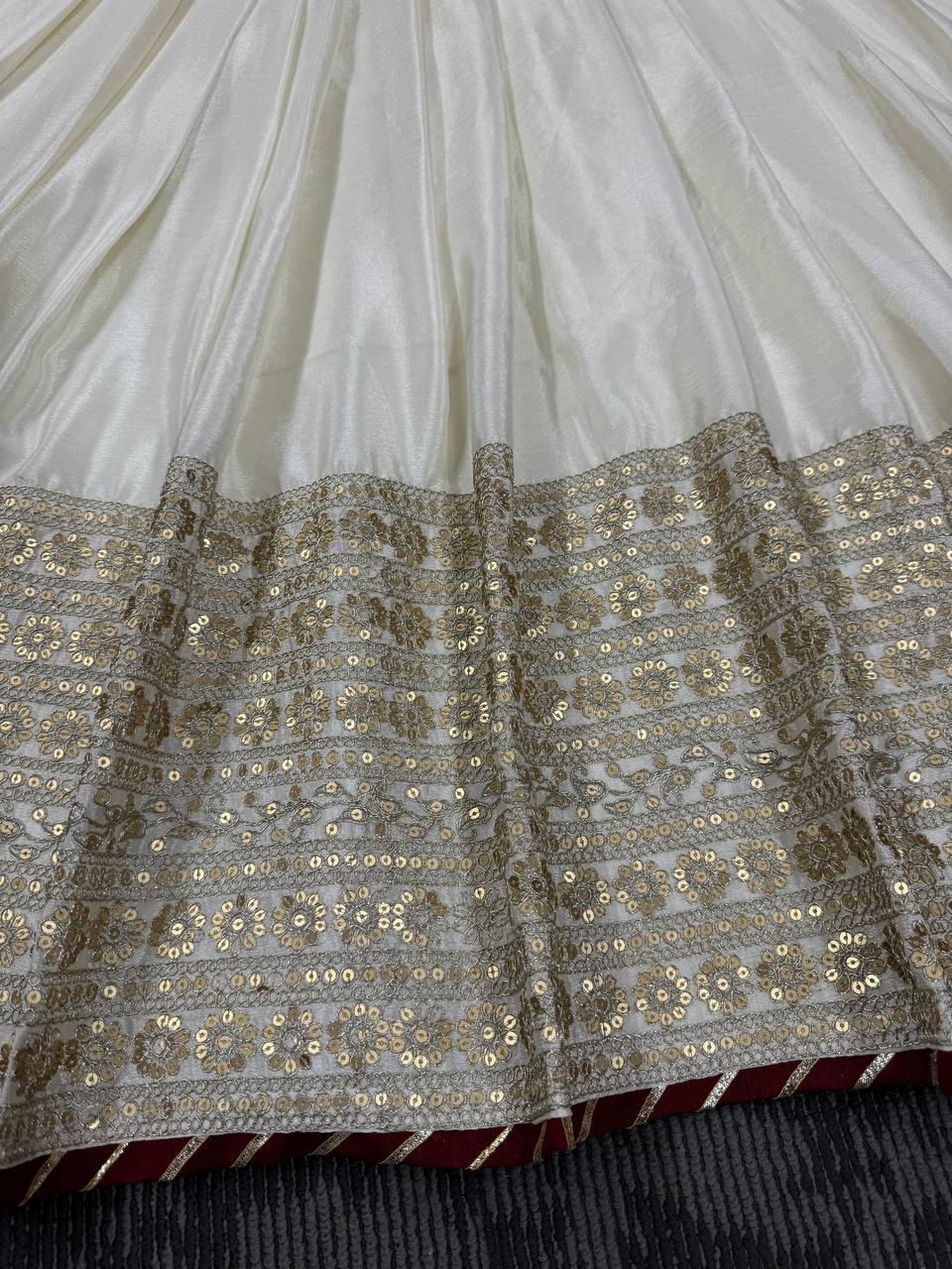 Off White Color Wedding Wear Heavy Anarkali Gown With Pent And Dupatta