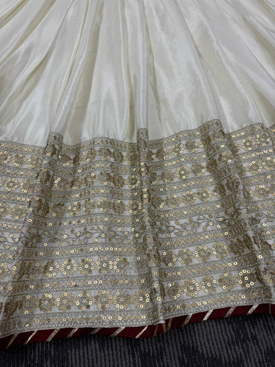 Off White Color Wedding Wear Heavy Anarkali Gown With Pent And Dupatta