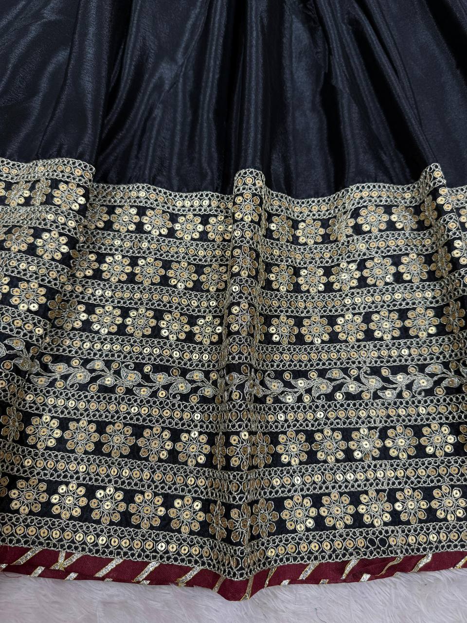 Black Color Chinon Silk With Sequence Work Long Gown with Dupatta