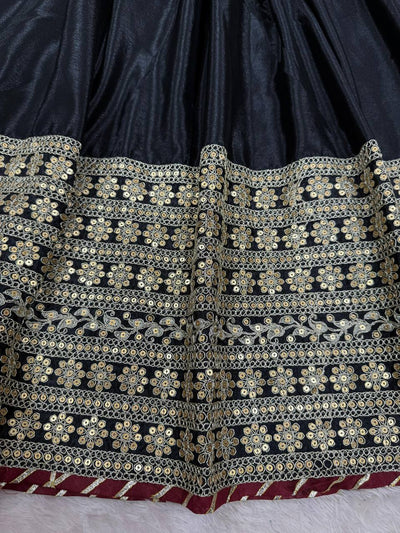 Black Color Chinon Silk With Sequence Work Long Gown with Dupatta