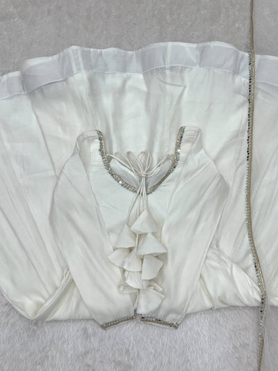 White Color Beautiful Anarkali Suit For Women