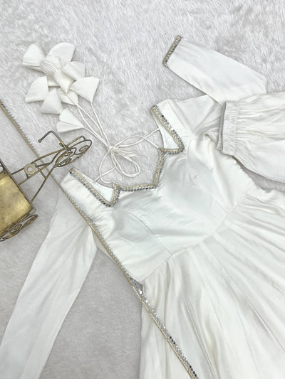 White Color Beautiful Anarkali Suit For Women
