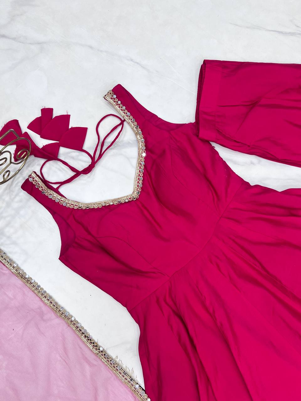 Pink Color Soft Georgette Wear Anarkali Suit For Girls