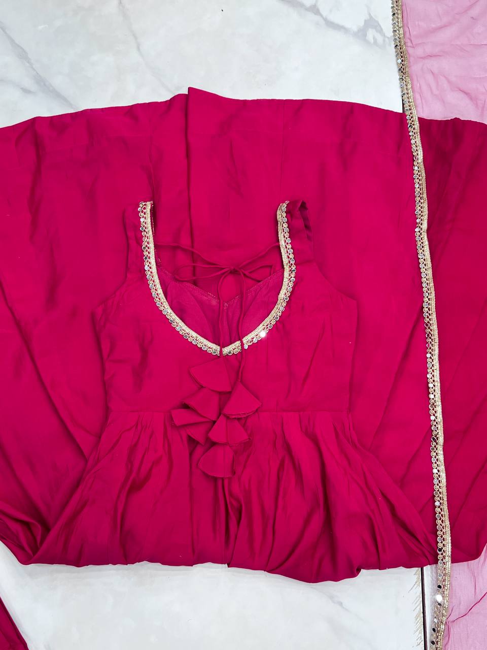 Pink Color Soft Georgette Wear Anarkali Suit For Girls