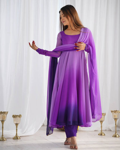Good Looking Purple Color Multi Color Wear Anarkali Suit For Festive