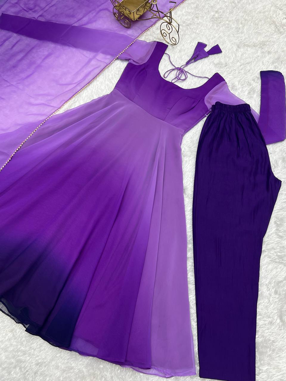Good Looking Purple Color Multi Color Wear Anarkali Suit For Festive