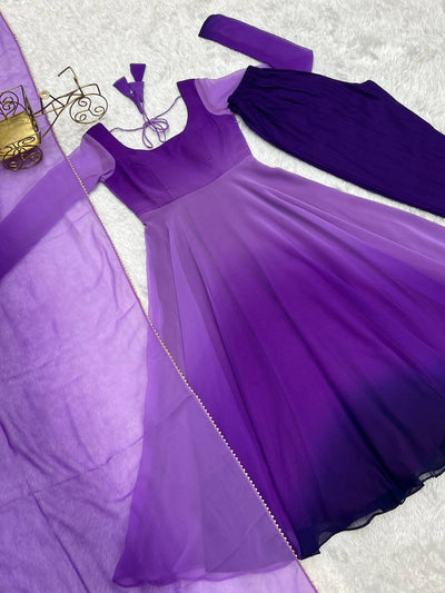 Good Looking Purple Color Multi Color Wear Anarkali Suit For Festive