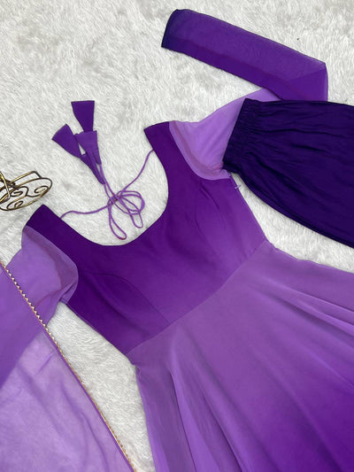 Good Looking Purple Color Multi Color Wear Anarkali Suit For Festive