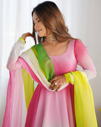 Multi Color Wear Georgette Wear Anarkali Suit
