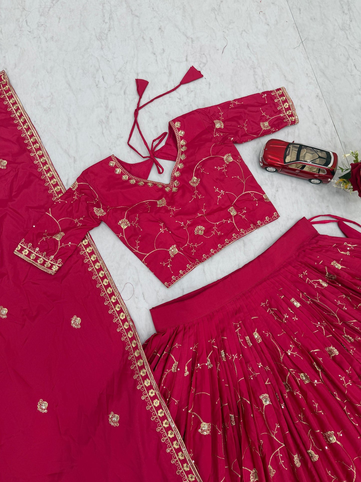 Rani Crepe Silk Embroidery With Sequence Work Lehenga Choli