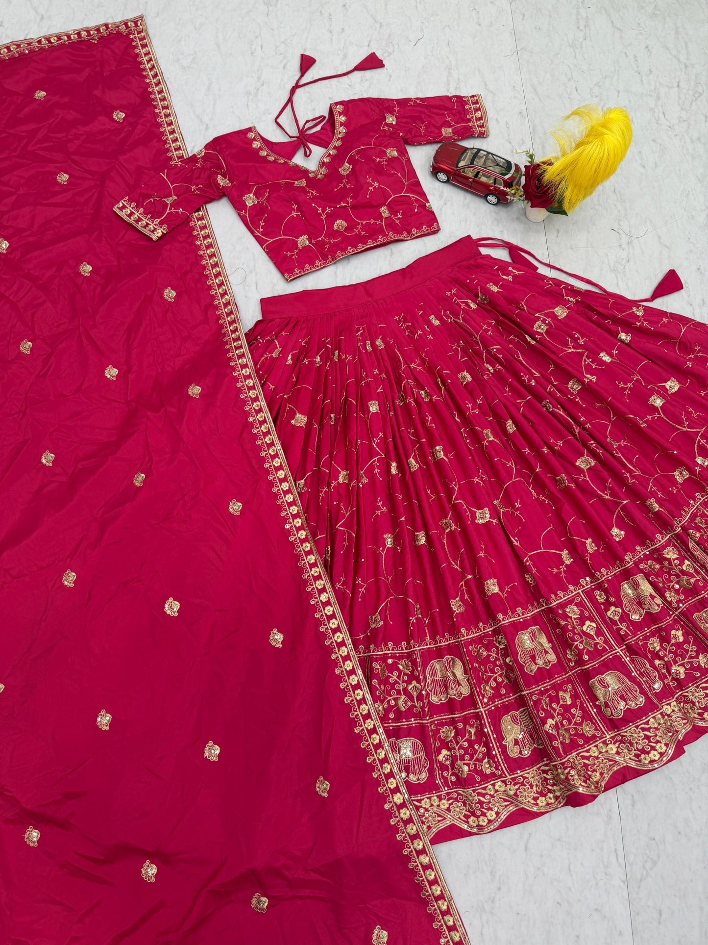 Rani Crepe Silk Embroidery With Sequence Work Lehenga Choli