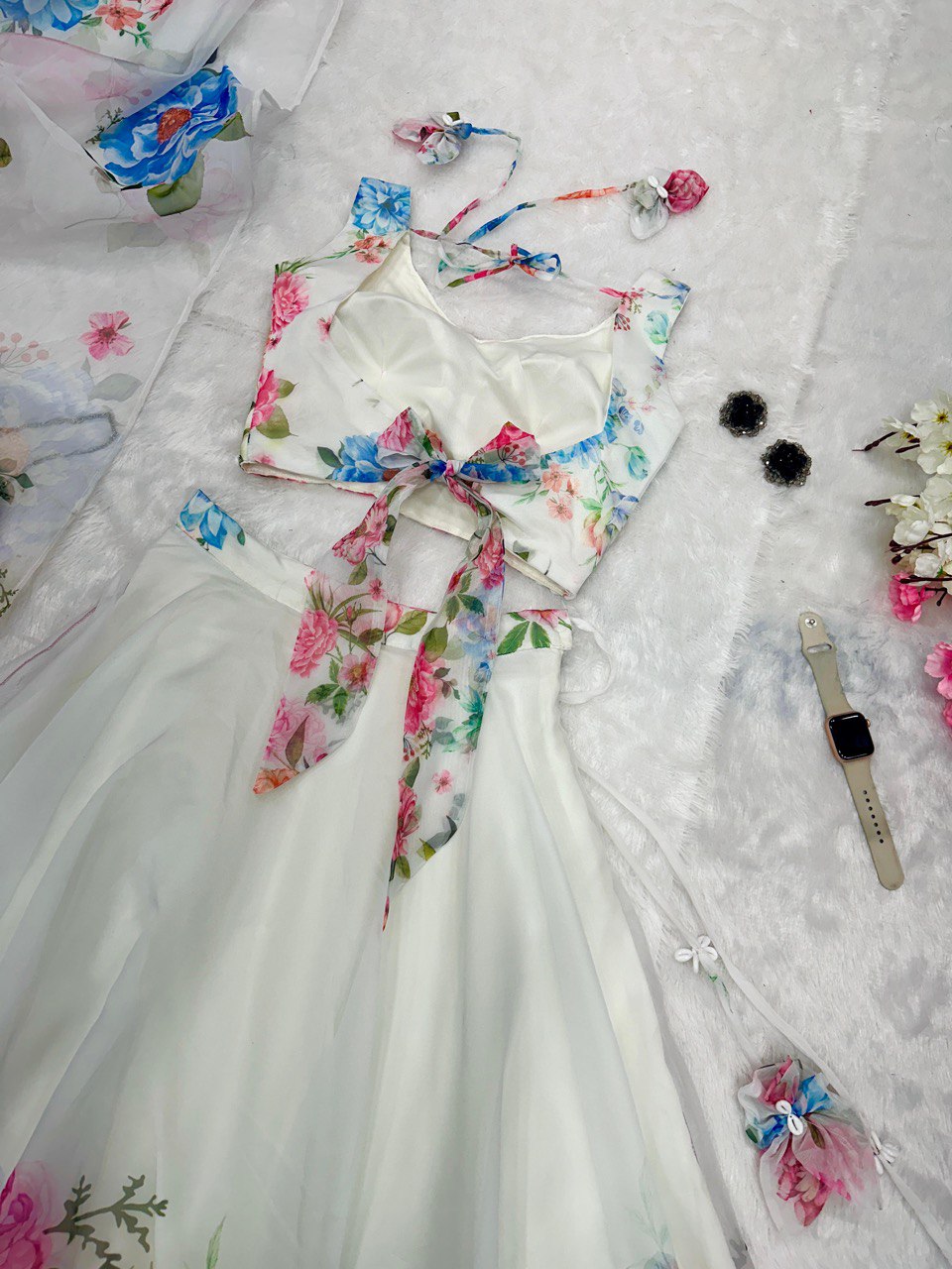 White Color Designer Fully Flair Ready to Wear Lehenga