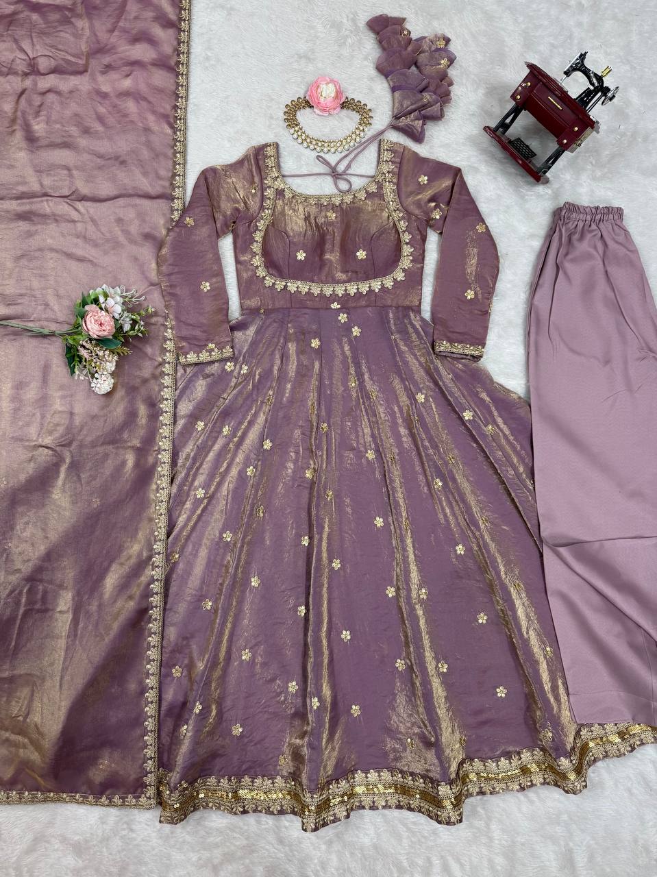 Pink Color Designer Wedding Wear Sequence Work Anarkali Suit