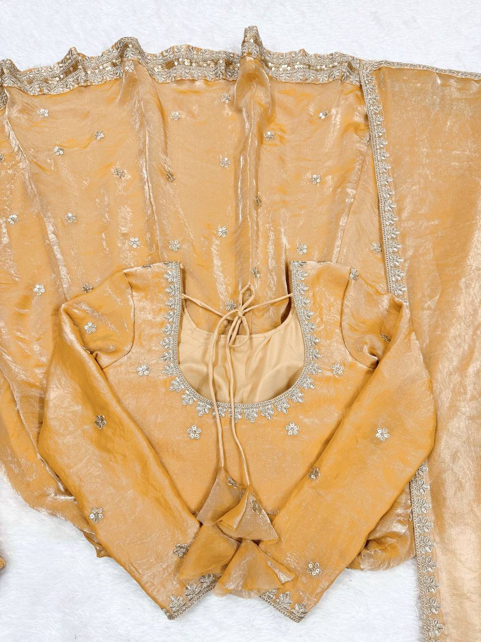 Peach Color Fandy Silk Wear Anarkali Suit With Dupatta