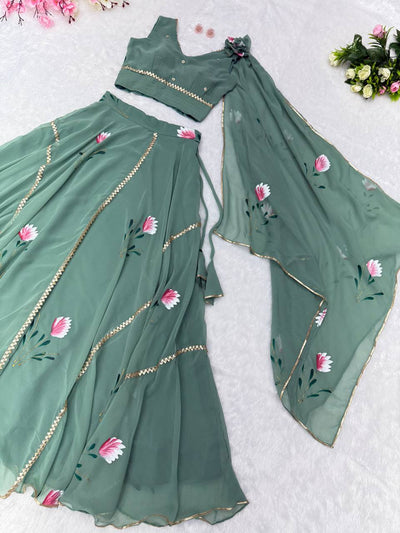 Function Wear Sea Green Color Ready To Wear Lehenga Choli