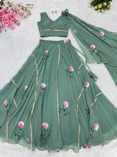 Function Wear Sea Green Color Ready To Wear Lehenga Choli